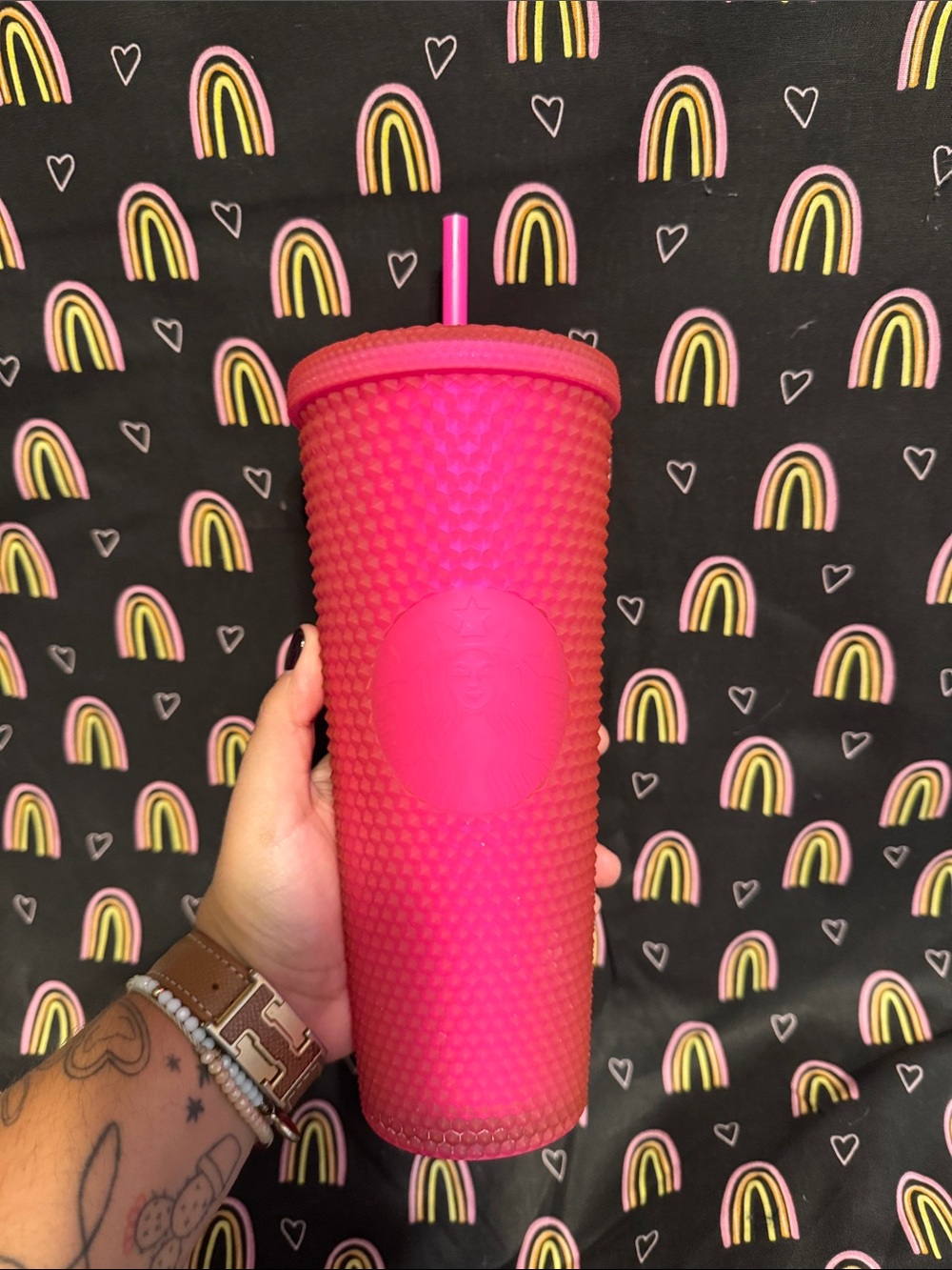 Starbucks Hot Pink Studded Reusable Tumbler with Straw